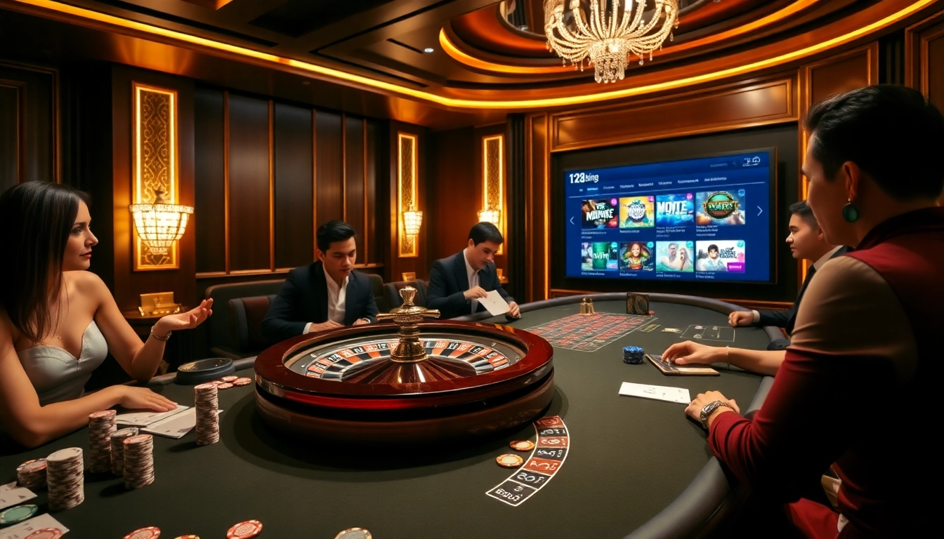 Engage in high-stakes excitement at 123b.ing roulette with vibrant poker chips.