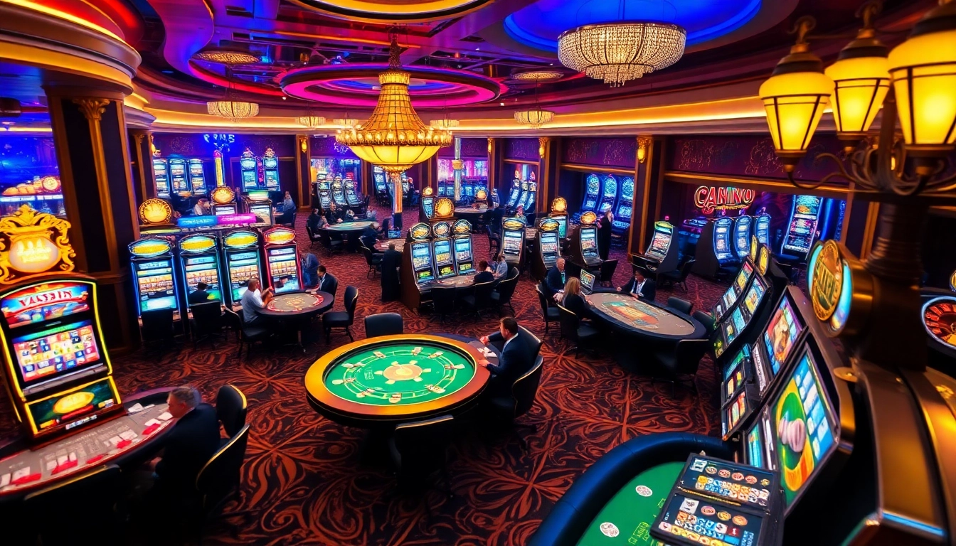 Experience thrilling gameplay at hbbet5.art, where vibrant casino tables and neon slot machines await players.