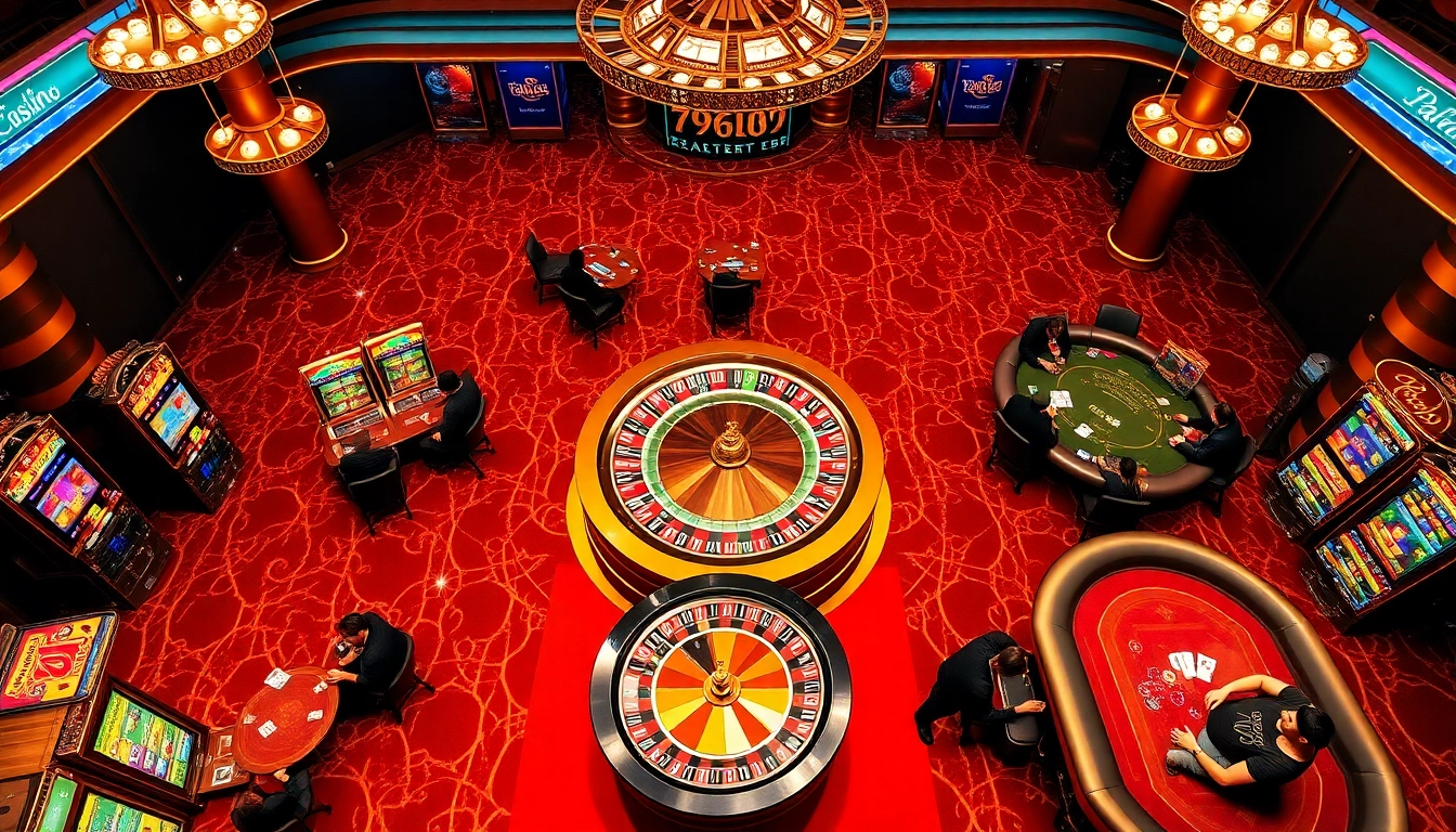 Exciting gaming action at 789club with roulette, slot machines, and poker games.