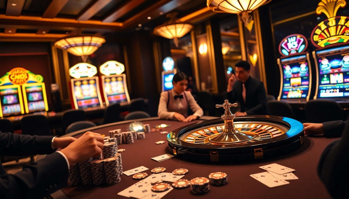 Experience high-stakes excitement with go88 at a luxurious casino table with poker chips and cards.