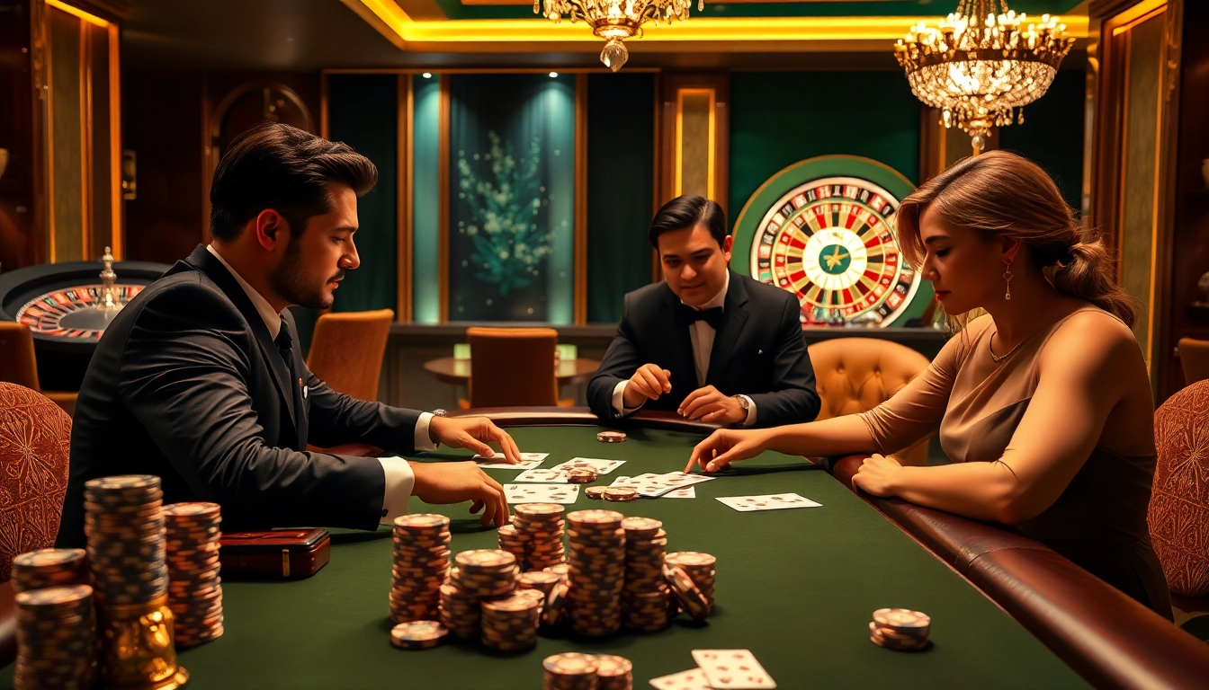 Experience the thrill of สมัคร MK8 at a luxurious poker table surrounded by excitement and strategy.