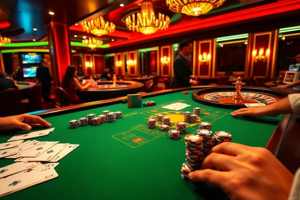 The hidden wiki reflects a luxurious casino scene with poker games and excited players.