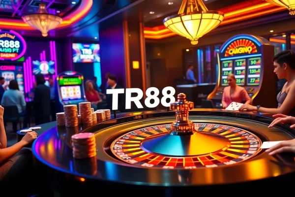 Engaging gamblers at the TR88 roulette table with vibrant chips and cards.