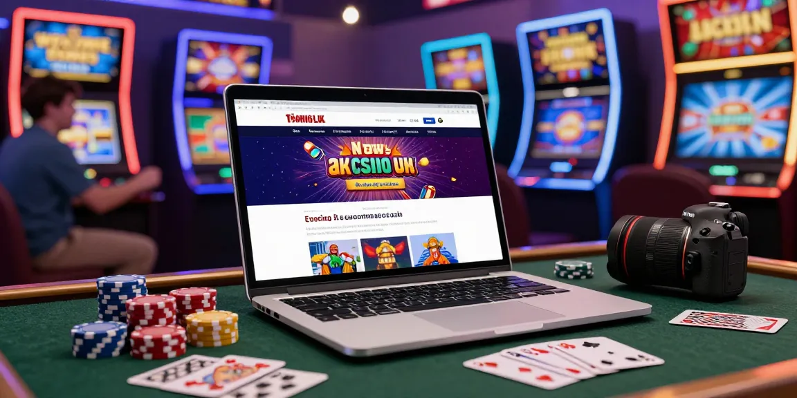Exciting atmosphere of new UK casino sites with vibrant gaming visuals and happy player.