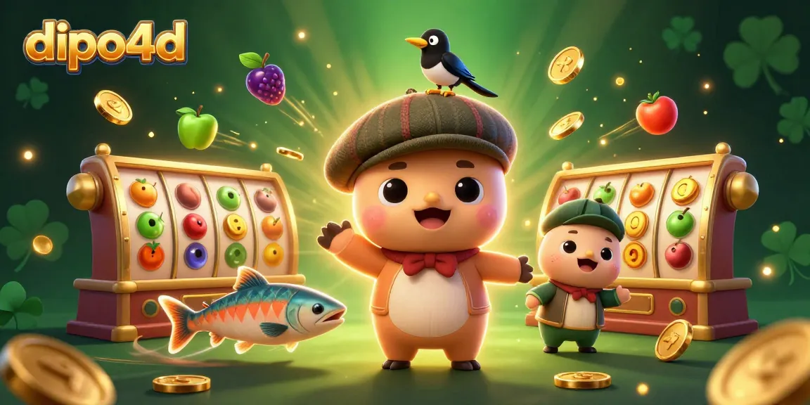 Engage with exciting slot games at dipo4d featuring a playful cartoon Nessie and vibrant game elements.