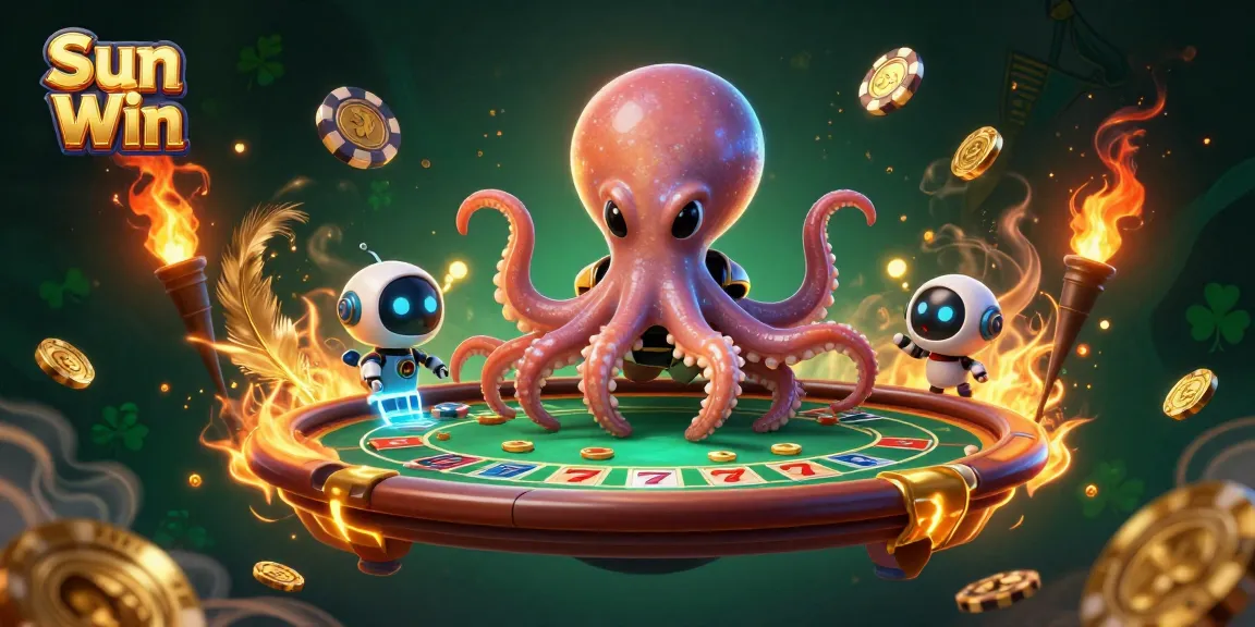 Experience thrilling gameplay in Sun Win’s dazzling 3D casino scene as aliens gamble with futuristic poker.