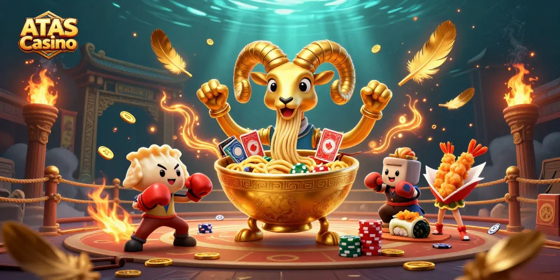 ATAS Casino showcases thrilling gaming action with whimsical characters in a vibrant illustrated scene.