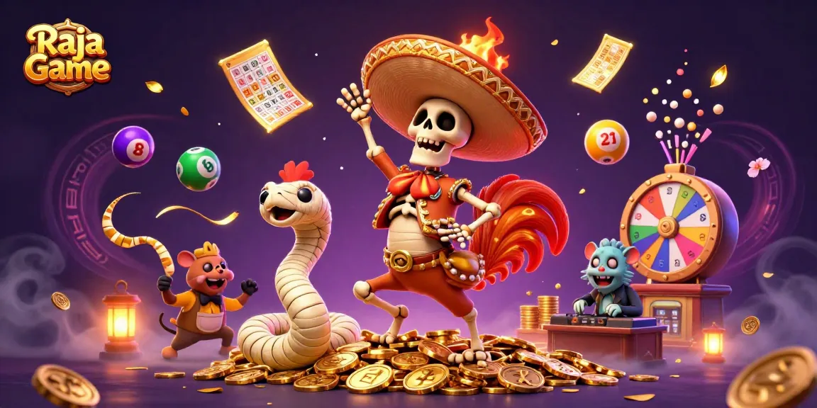 Play the exciting Raja Game with vibrant lottery elements and fun characters!