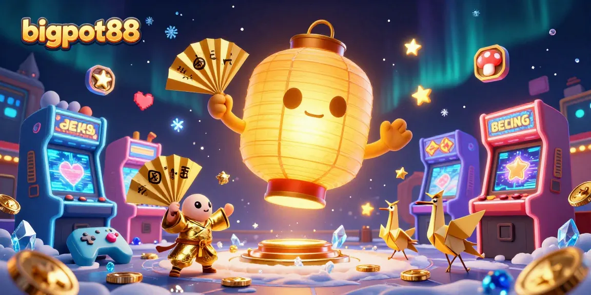 bigpot88 attracts players with vibrant casino magic featuring a golden lantern spirit and arcade elements.